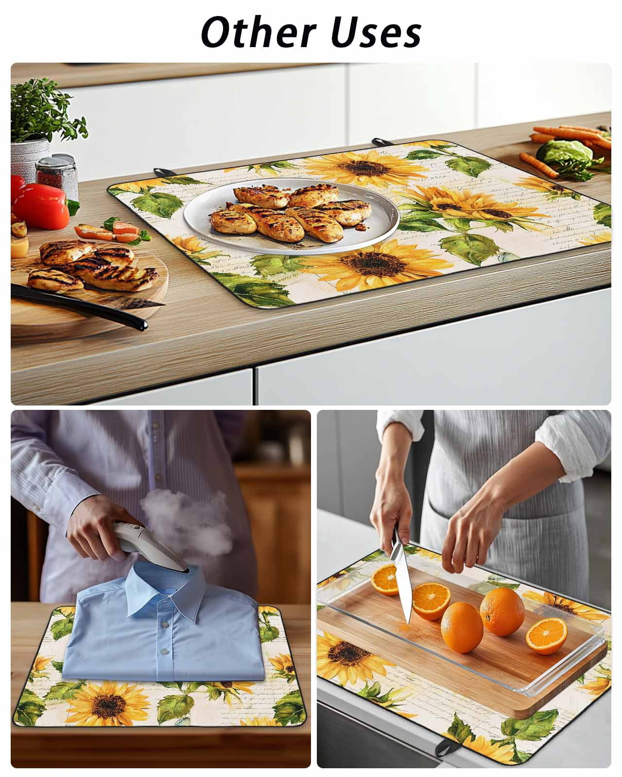 Stove Top Covers for Electric Stove, Retro Sunflower Glass Stovetop Cover Protector, Watercolor Letter Flowers Induction Cooktop Protector Oven Mat for Kitchen Countertop 24"x21"