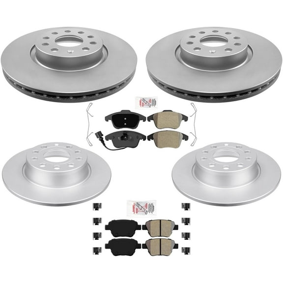 Front and Rear Coated Disc Brake Rotors Brake Pads for Volkswagen Passat 12-14