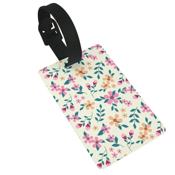 Balery Cute Flower Print Durable Luggage Tags with Secure Strap, Personalized Travel ID Tags for Suitcases, Bags, and Backpacks - Easy Identification for Men and Women