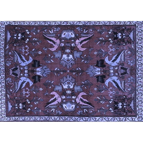 Ahgly Company Machine Washable Indoor Rectangle Animal Blue Traditional Area Rugs, 5' x 8'