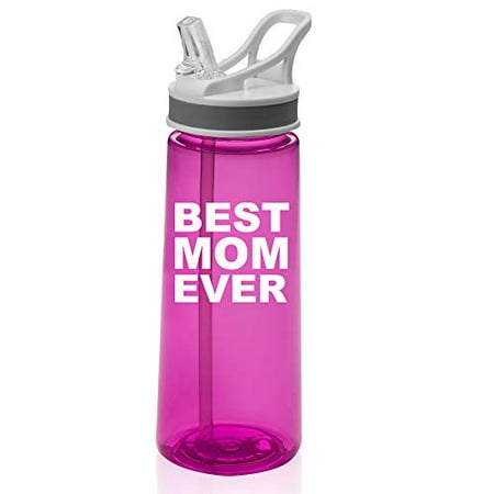 22 oz. Sports Water Bottle Travel Mug Cup With Flip Up Straw Best Mom Ever (Hot