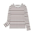 thumbnail image 4 of Odeerbi Toddler Boys Girls Long Sleeve Shirt Fall Winter Base Layer Striped Undershirt Cute Print Shirts Crewneck Tops Dressy Casual Blouses Kids Clothes Brown, 4 of 6