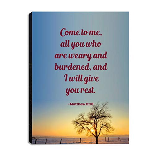 Come to Me 30x40in Christian Canvas Wall Art with Bible Verses