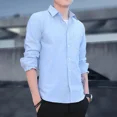 thumbnail image 4 of Camisa y blusa para hombre, ropa de negocios para hombre, manga larga, lisa, blanca, elegante, de algodón, con cuello, moda 2024, mangas I, 4 of 4