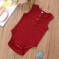 thumbnail image 2 of Newborn Baby Summer Sleeveless Romper Solid Color Ribbed Knit O Neck Jumpsuit, 2 of 6