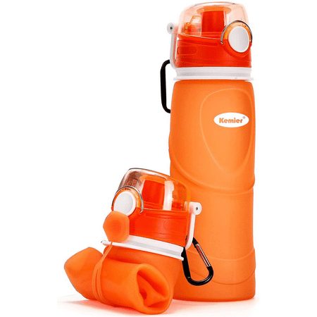 

Kemier Collapsible Silicone Water Bottles-750ML Medical Grade BPA Free Travel Water Bottle Can Roll Up 26oz Leak Proof Foldable Sports & Outdoor Water Bottles