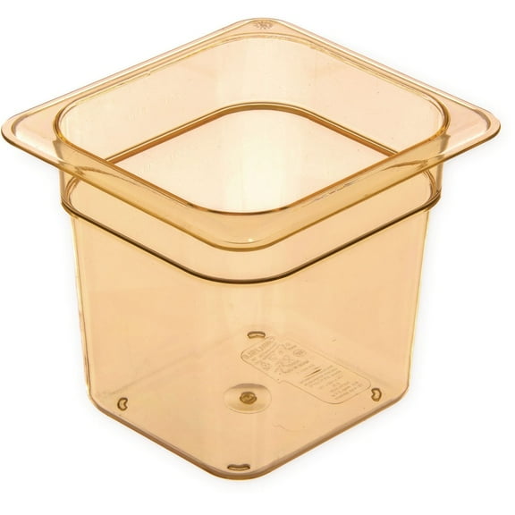 Carlisle 3088513 StorPlus 6.38 in. x 6.75 in. x 6 in. 2.5-Quart High Heat Plastic Food Pan - Amber