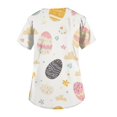 thumbnail image 3 of Black Scrubs Uniforms，Scrub Tops for Women Medical Workwear Stretch Fashion Funny Easter Printed Plus Size Short Sleeve Nursing Uniform Scrub Tops，White，XXXXXL, 3 of 5