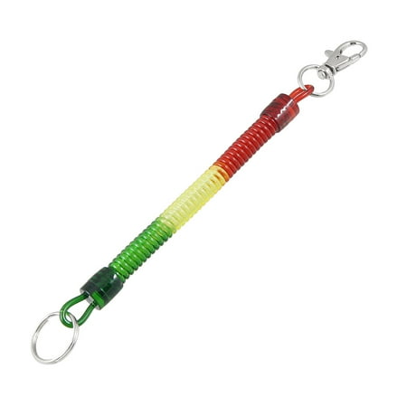 Lobster Hook Split Ring Telephone Coil Spring Cord Keychain 8.7