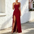 thumbnail image 4 of RFQWOVSR Womens Solid Color Spaghetti Strap Side Slit Maxi Dress Elegant Formal Gown S, 4 of 4