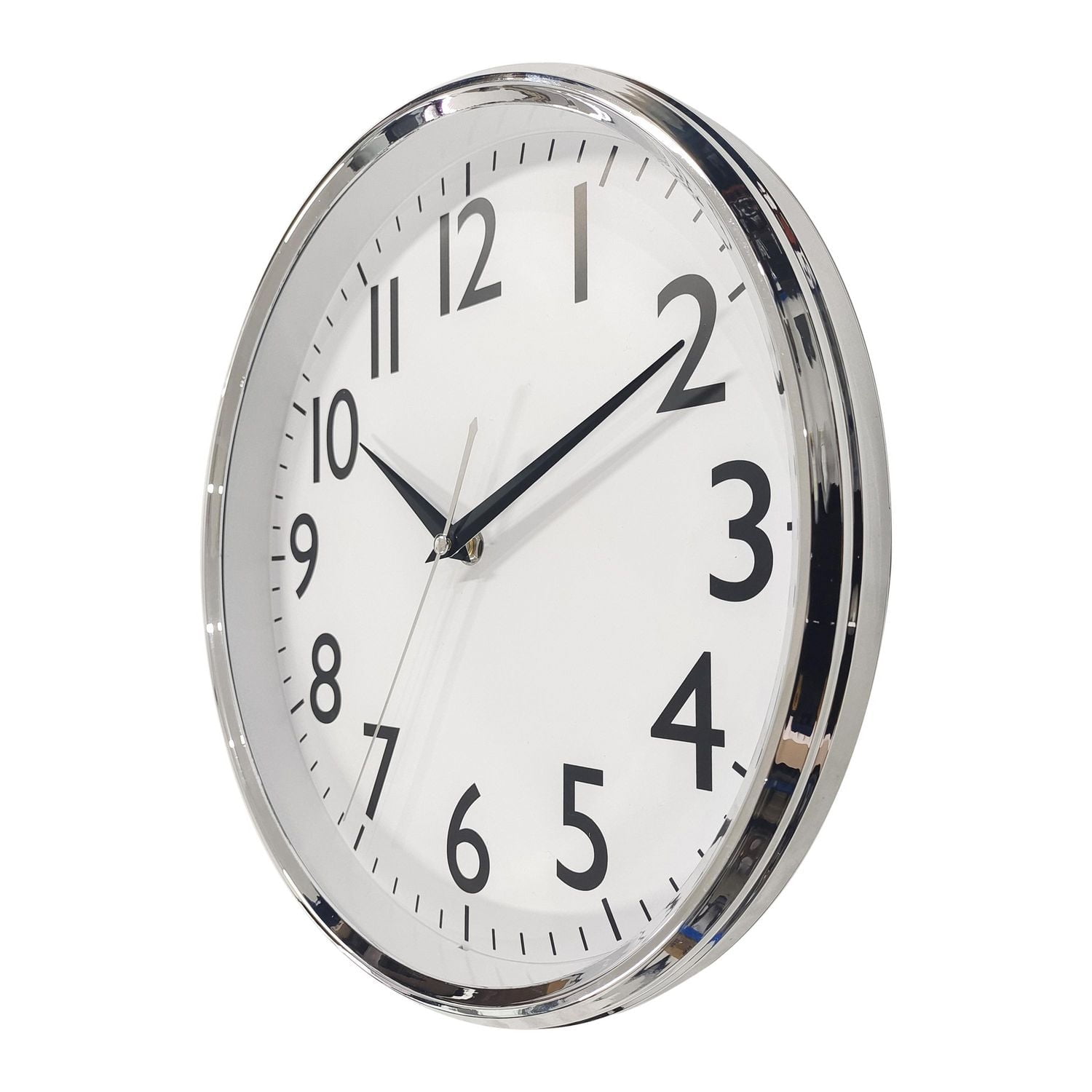 Hometrends Chrome Contemporary Wall Clock, 11.7 in. Dia./1 x 1.8 in. D/1
