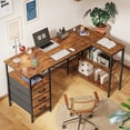 thumbnail image 3 of 47 Inch L Shaped Office Desk with Power Outlets, Computer Desk with Drawers, Corner Desk for Home Office, 3 of 9