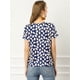 thumbnail image 5 of Blusa Floral de Verano Allegra K de Manga Corta Cuello Redondo Estampado de Margaritas Azul Oscuro M, 5 of 6