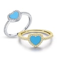 thumbnail image 3 of Sterling Silver Heart-Shaped Turquoise Ring for Women: Seiko Processing, Fashion Simple Style, Gemstone Inlay, 3 of 6