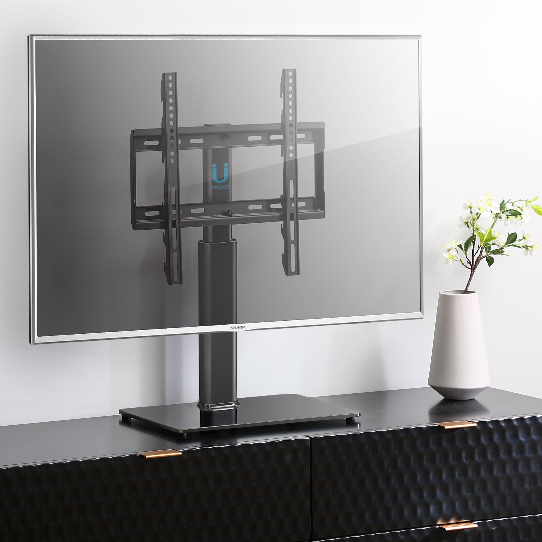 Fitueyes Universal Tabletop Swivel TV Stand with Mount for TVs up to 60