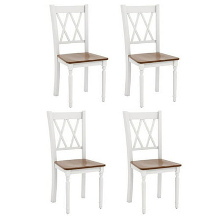 Gymax Dining Chairs Set of 4 Wood Farmhouse Dining Room Side Chairs for Home Kitchen