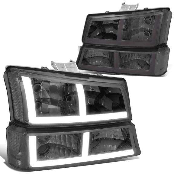 DNA Motoring For 03-07 Silverado Avalanche LED DRL Headlight Bumper Parking Lamps Smoked Clear