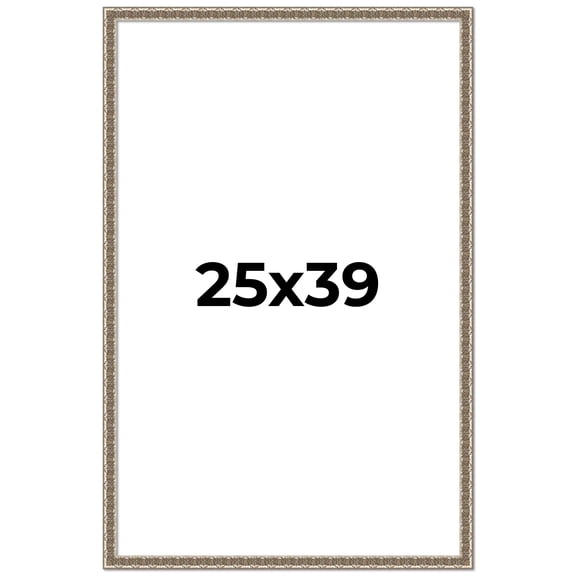 25x39 Frame Silver Versailles Ornate Solid Wood Picture Frame | 1 Inch Moulding Width | Interior