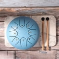 thumbnail image 4 of Tambor de lengua Tambor de lengüeta de acero etéreo de 6 pulgadas Tanque de tambor manual de 8 melodías con baquetas de mazos FLhrweasw  Nuevo, 4 of 9