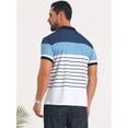 thumbnail image 3 of DARING DIVA Men's Colorblock Striped Short Sleeve Three Button Polo Shirts L Blue White, 3 of 7