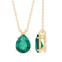 Rosec Jewels 1.75 CT Created Emerald Solitaire Necklace for Women, 18K Yellow Gold