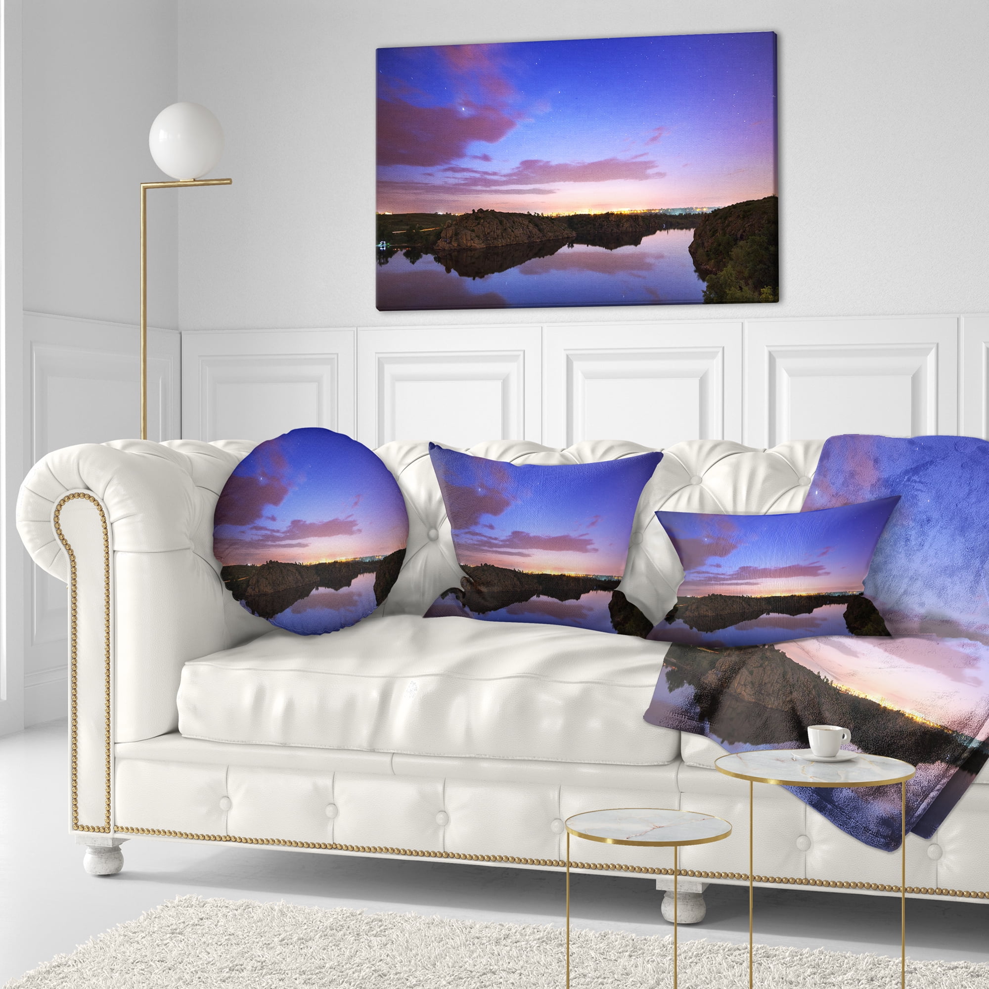 Designart Stars and Clouds Reflection - Landscape Photography Throw Pillow - 12x20