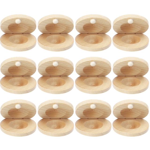 LEEYNEER 12 Pcs Castagnettes Instrument de Musique Castagnettes en Bois Castagnettes Rythmiques pour Enfants Petites Castagnettes
