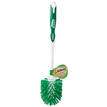 Libman Toilet Scrub Brush Green Scrubbing Fibers White Polypropylene Handle Freestanding Adult Use