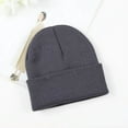 thumbnail image 2 of Solid Color Knit Beanie, Stretchable Winter Cap, Unisex Acrylic Stocking Hat, All-Season Beanie, Outdoor Sports Cap, Casual Everyday Beanie, Soft Stretch Knit Hat - Dark Gray, 2 of 5