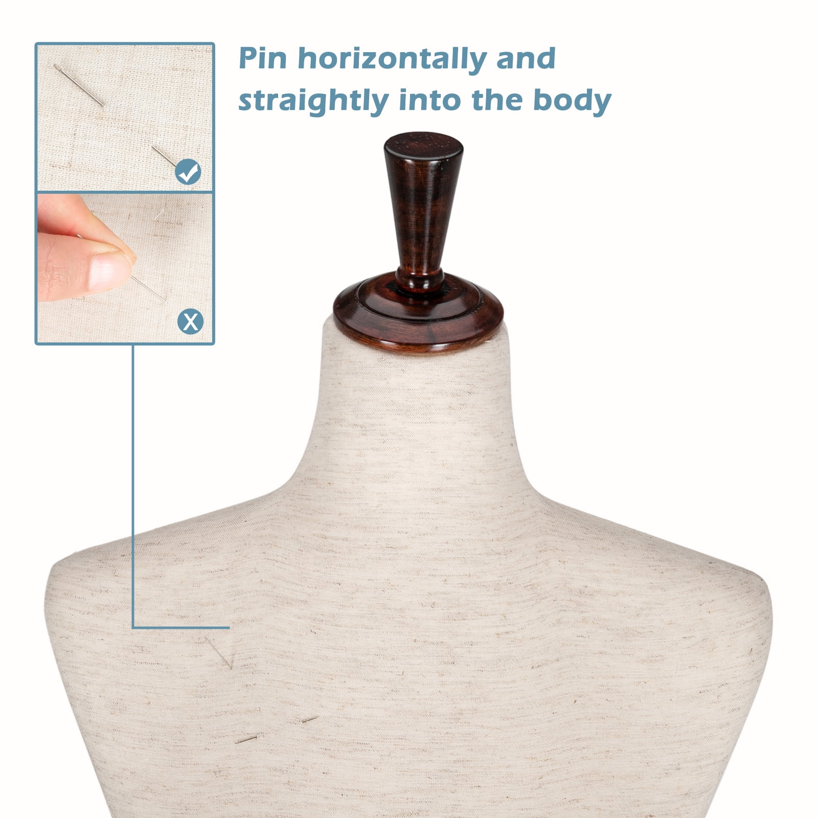 VINGLI Female Dress Form, Mannequin Torso Body with Adjustable Wood Stand for Display Clothes (White, 6-8)