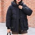 thumbnail image 5 of Hvyesh Winter Coats for Women Warm Full Zip Hooded Puffer Jacket Thicken Padded Coat Outwear With Hood Black M, 5 of 9