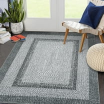 Haperlare Washable Farmhouse Braided Print Rugs Geometric Area Rugs for Bathroom Bedroom Grey Ultra-Thin Home Office Rugs,4'x6'
