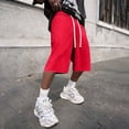 thumbnail image 5 of Resicozy Baggy Sweat Shorts for Men Casual Cotton Under Knee Length Loose Shorts with Pockets Y2K Style Basketball Red XL, 5 of 6