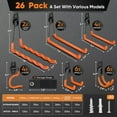 thumbnail image 2 of 26 Pack Garage Hooks Heavy Duty, Utility Steel Garage Storage Hooks with 2 Extension Cord Storage Straps, Utility Garage Wall Mount Hooks for Hanging Bike, Ladder and Garden Tools, Orange, 2 of 9