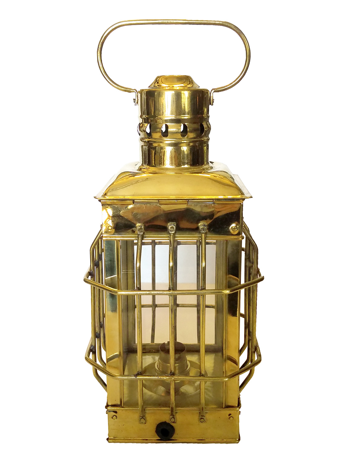 Cargo Lamp with Cage Solid Brass and Glass
