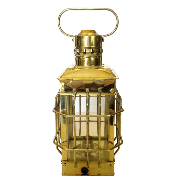 Cargo Lamp with Cage Solid Brass and Glass