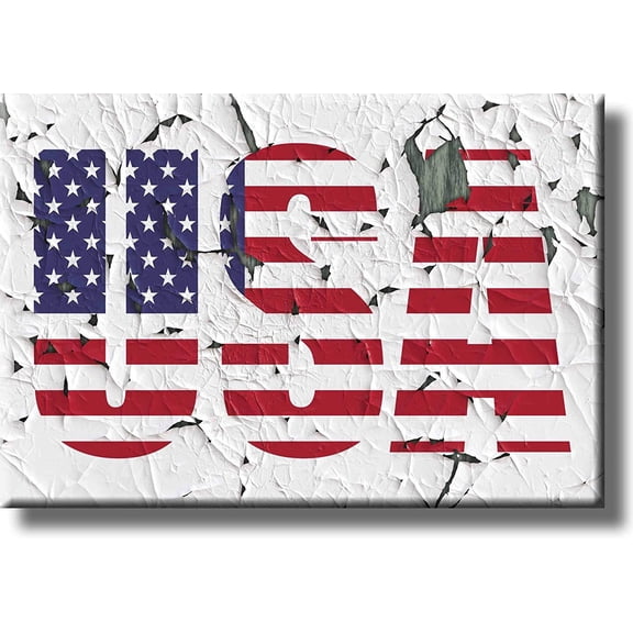 USA Crumbled Vintage Sign Picture on Stretched Canvas, Wall Art Decor, Ready to Hang!