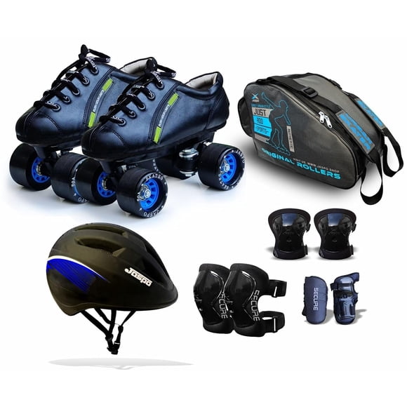 Jaspo Unisex_youth Hail Stone Pro Shoe Skate Combo Size-1 Uk (For Age Group 7-8 Years), Outdoor Wheel, Black | Highly Durable, Economic, Finely Stitched, Fitted With 60 Mm Wheels 88a Hardness