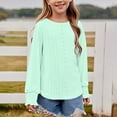 thumbnail image 2 of Likimi Toddler Kids Girls Tees Long Sleeve Solid Color Crewneck T-Shirt Loose Relaxed Soft Spring Fall Tops Size 12-14 Years Mint Green, 2 of 9