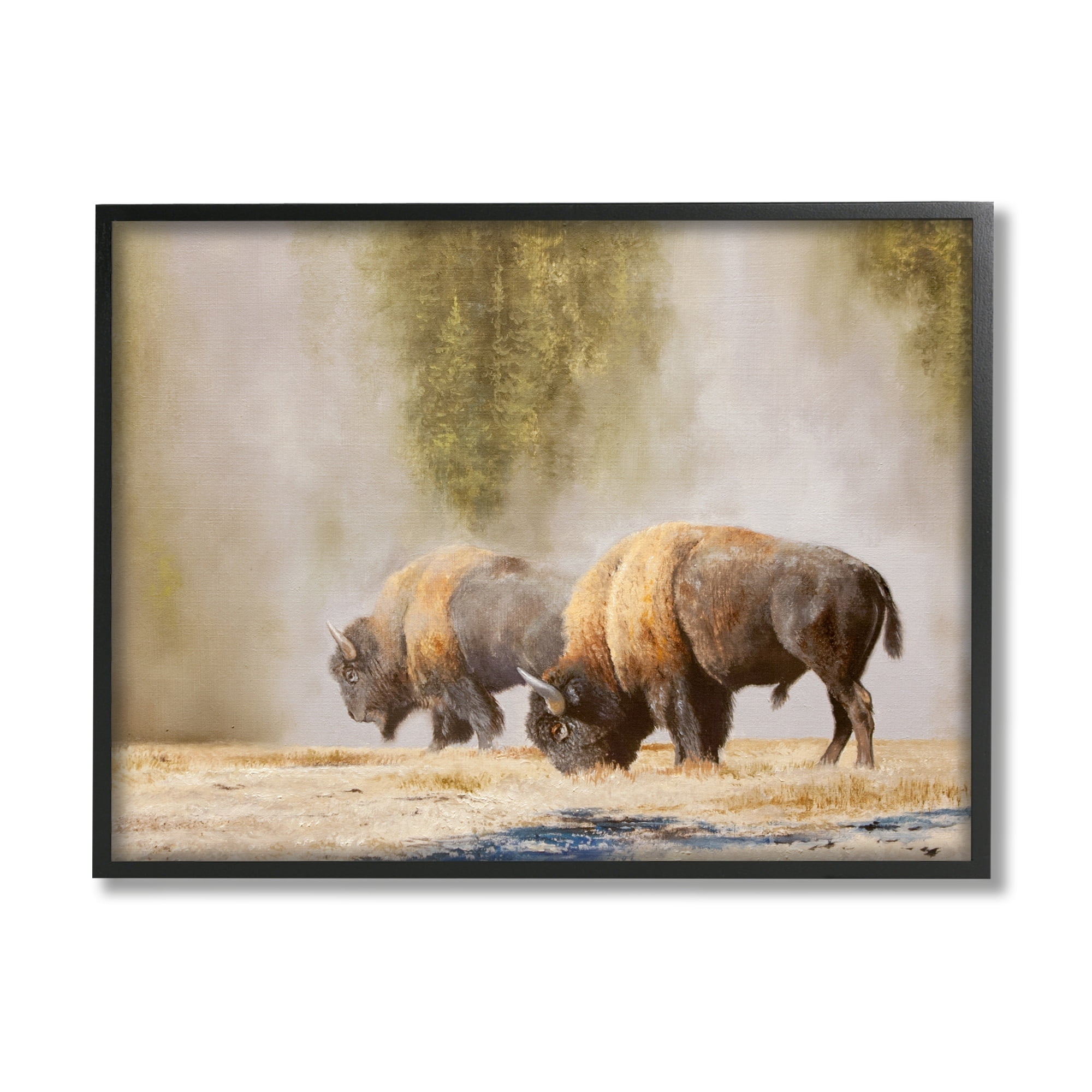 Stupell Industries Bison Wildlife Photography Animals & Insects Painting White Framed Art Print Wall Art