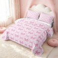 thumbnail image 3 of Erosebridal Princess Bow Tie Quilt King, Cute Ribbon King Coverlet Set, Pink Reversible, Soft Pink, 3-Piece (1 Bedspread and 2 Pillowcases), 3 of 7