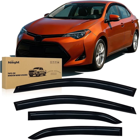 Nilight Window Rain Guards for 2014-2019 Toyota Corolla, Out-Channel Window Visors Vent Wind Deflectors-4PCS