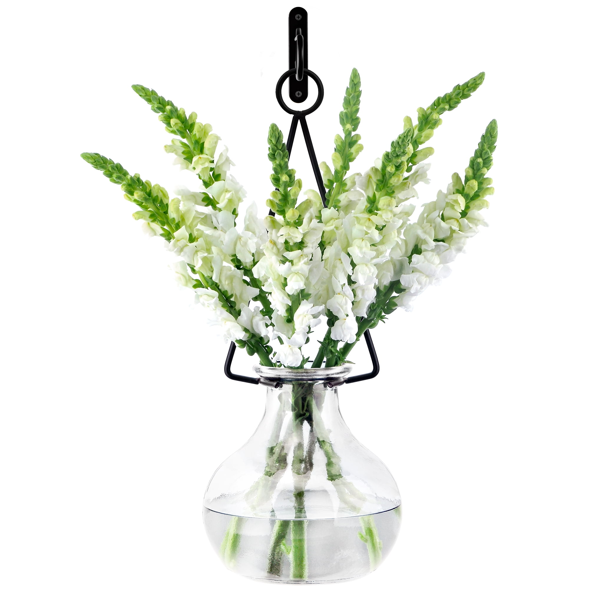Couronne Co Gourd Recycled Glass Wall Vases for Flowers, Decorative Vases for Home Decor with Metal Holder - 142 oz