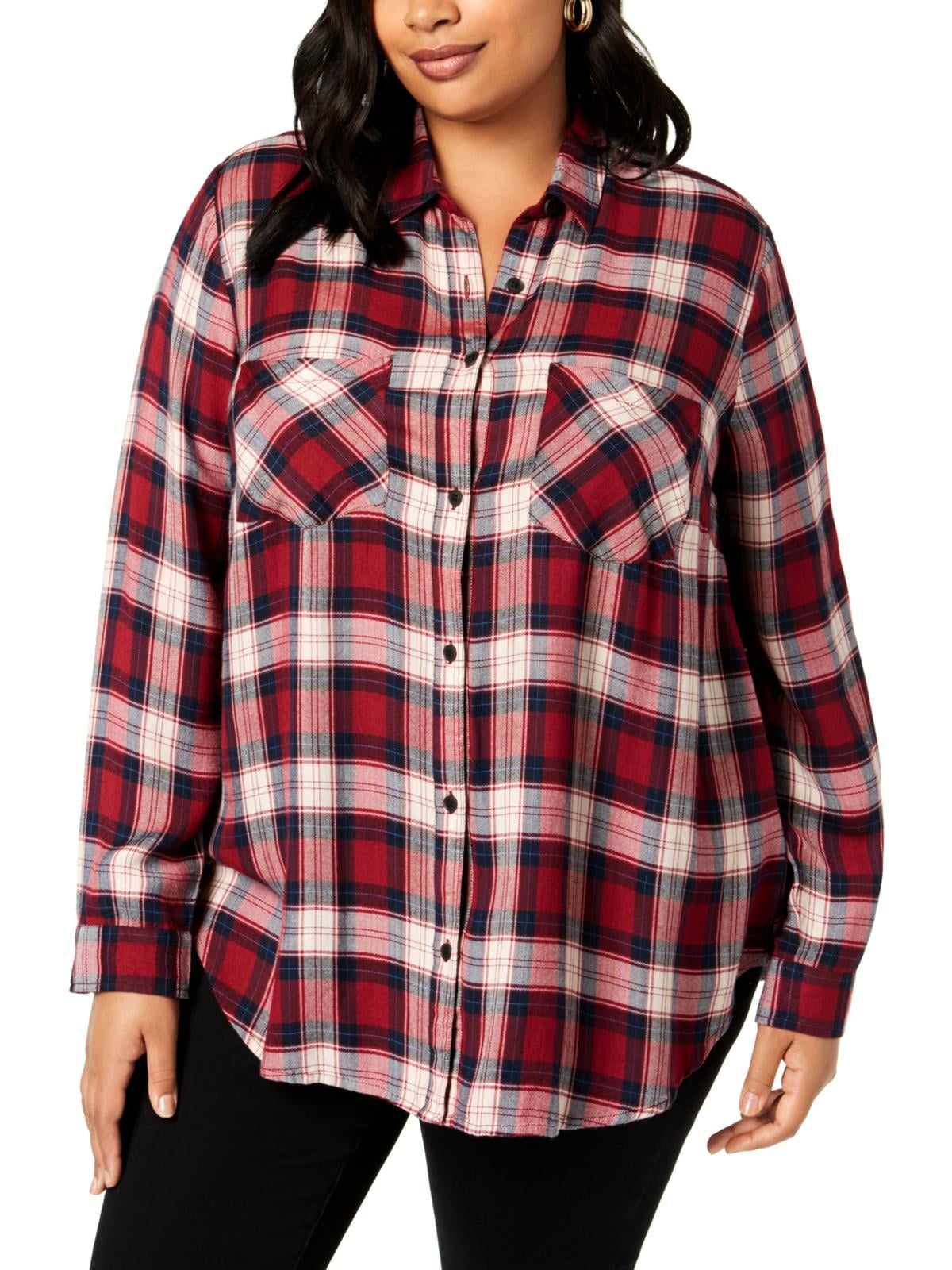 Lucky Brand Womens Plus Flannel Plaid 