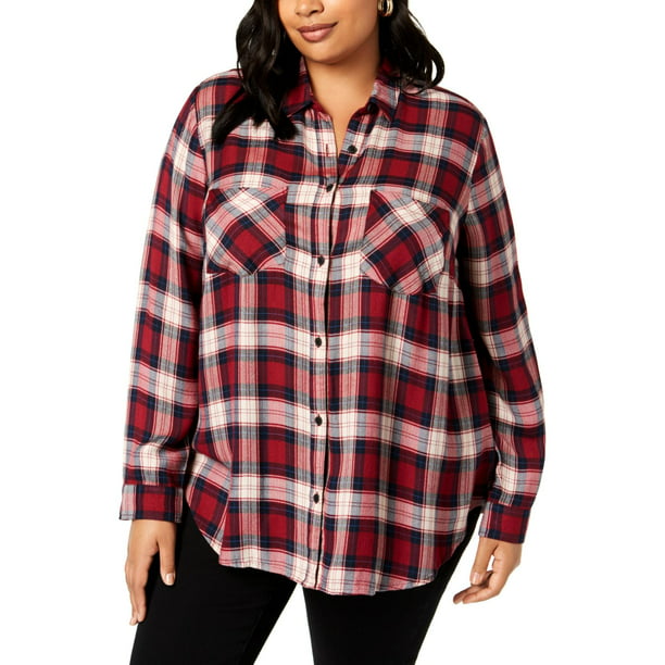 Lucky Brand - Lucky Brand Womens Plus Flannel Plaid Button-Down Top ...