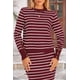 thumbnail image 5 of Conjunto de Falda para Mujer PRETTYGARDEN Suéter a Rayas Rojo Vino XL, 5 of 8