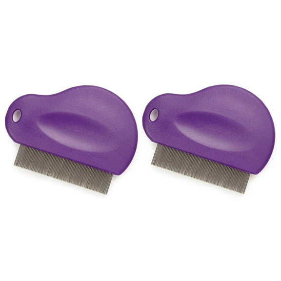 Pet Flea Combs Contoured Grip 3" 29 Tooth Tool Black or Purple Bulk Available (Purple - 2 Combs)