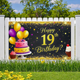 thumbnail image 5 of Glittery Black Background Happy 19th Birthday Banner with Balloons Cakes and Stars Party Supplies Photography Props Birthday Decoration Decor Backdrop, 5 of 7