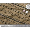 thumbnail image 2 of Soimoi Brown Cotton Voile Fabric Floral & Buffalo Head African Printed Fabric 1 Yard 42 Inch Wide, 2 of 3
