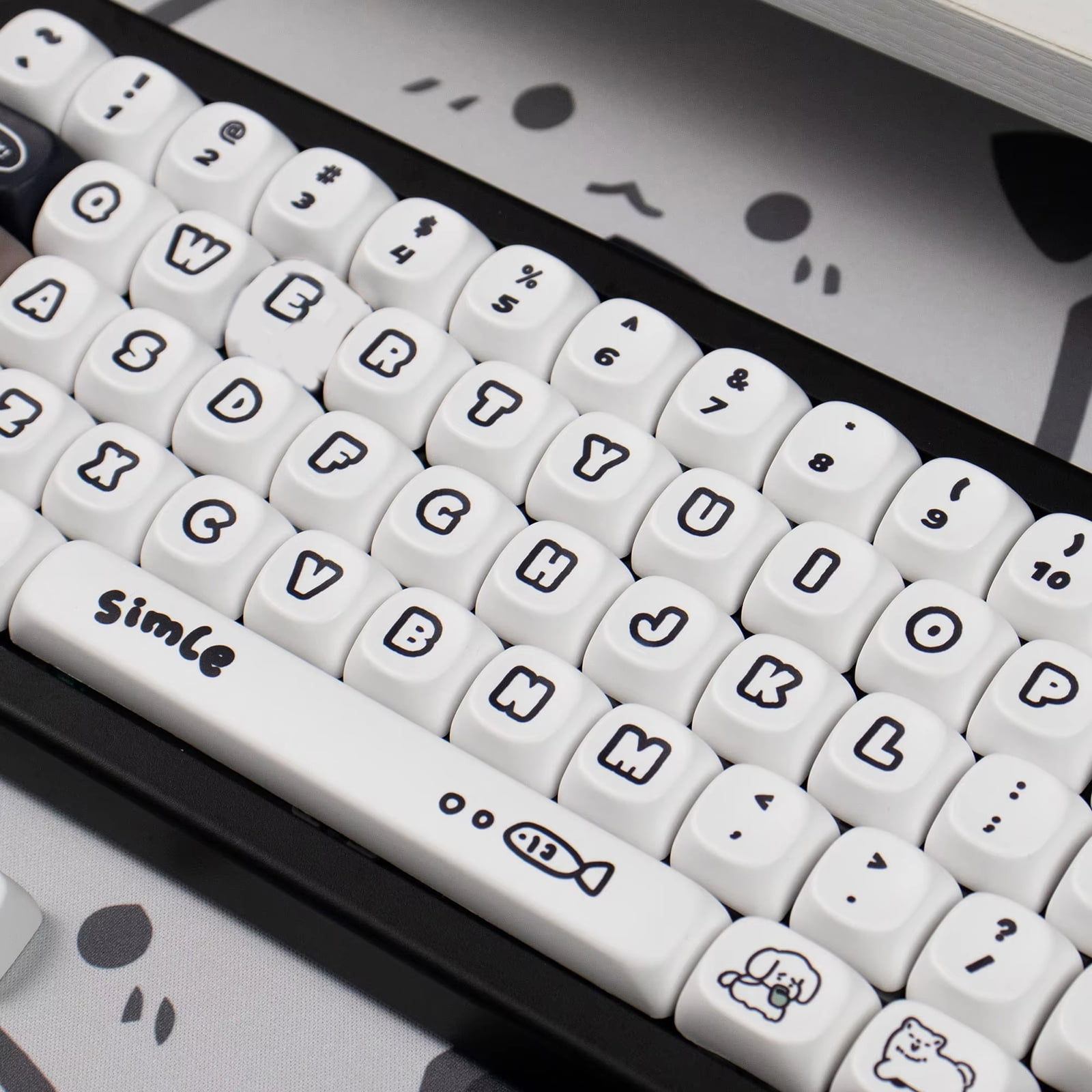140Key PBTs Keycaps with Cats and Puppy Design MOAs Profile Dyes Sublimation Mechanical Keyboards Compatible